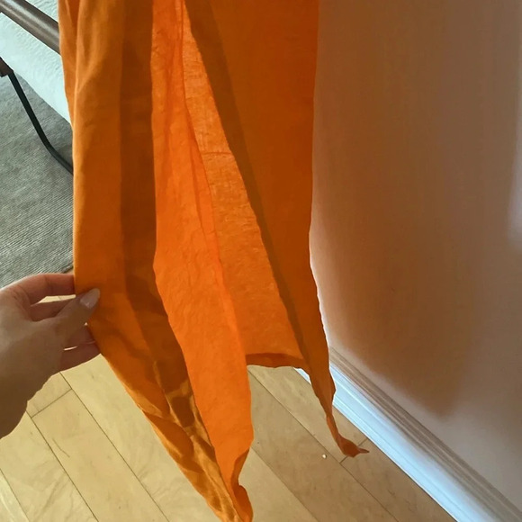 Ronny Kobo Clark Linen Blend Open Back Maxi Dress Ruched Bodycon Orange Size S - Picture 10 of 15